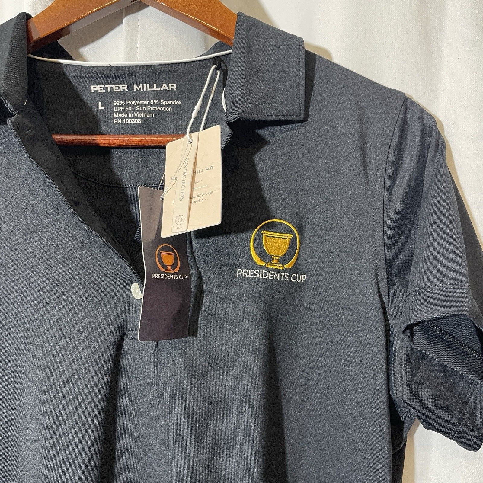 Peter Millar Polo Shirt Womens Large Nwt Black Golf Presidents Cup
